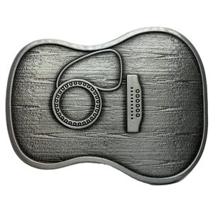 New silver acoustic guitar belt buckle fits 1.5 belt.  Brown version available
